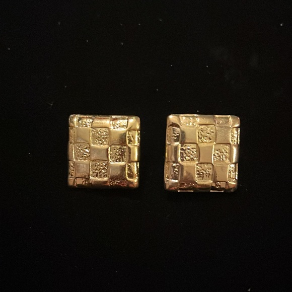 Gold Colored Square Earrings - Picture 11 of 17